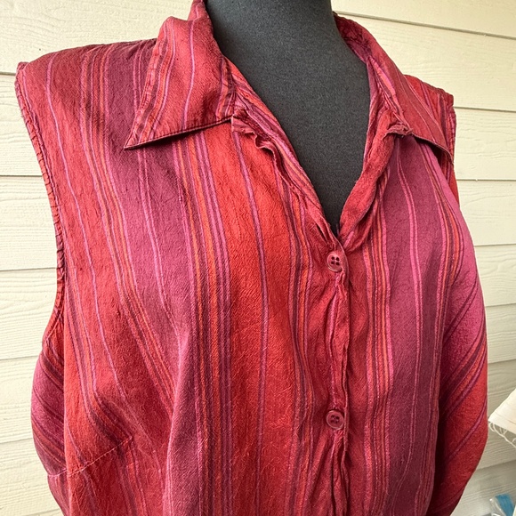 Jones New York | Silk Skirt | Size 25W | Pink & Red Stripes - Picture 3 of 7